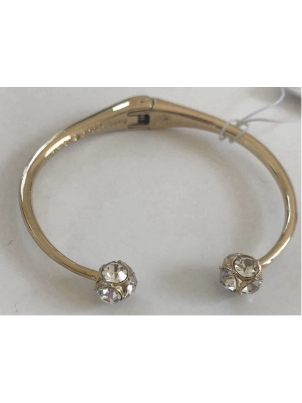Kate Spade New York Gold Tone Lady Marmalade Crystal Ball Hinged Bangle Bracelet